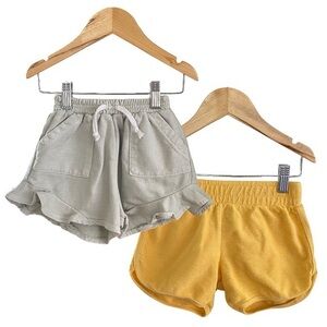 Tiny Whales Gray Ruffle Bloom and Yellow Retro Terrycloth Blossom Shorts Bundle